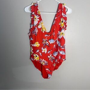 Catalina Red and Yellow One Piece Swimsuit V-Neck